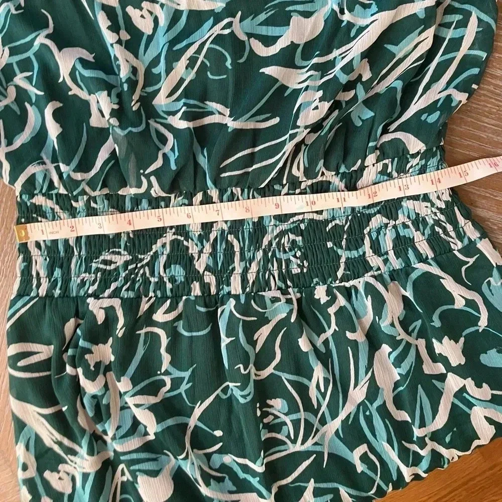 NWT London Times Sleeveless Smocked Hip Yoke Mini Dress in Green/Aqua 8 - Picture 13 of 14